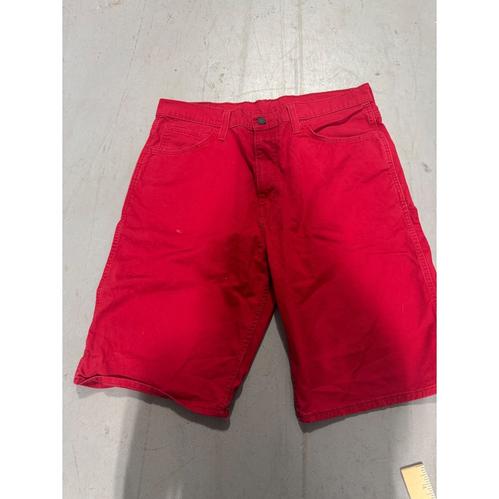 Y2K Levis 569 Loose Straight Red Denim Shorts Mens Size 36 Loose Fit Casual